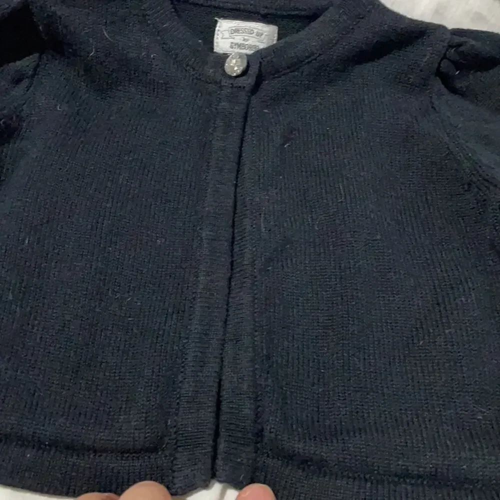 Gymboree 3t bling button black open cardigan like new puffed sleeves cotton soft